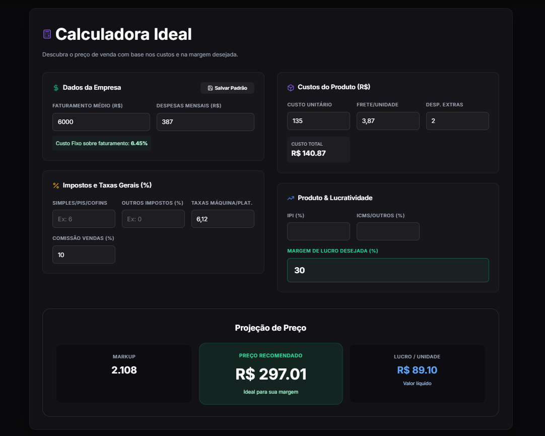 Calculadora de Preço Nexus